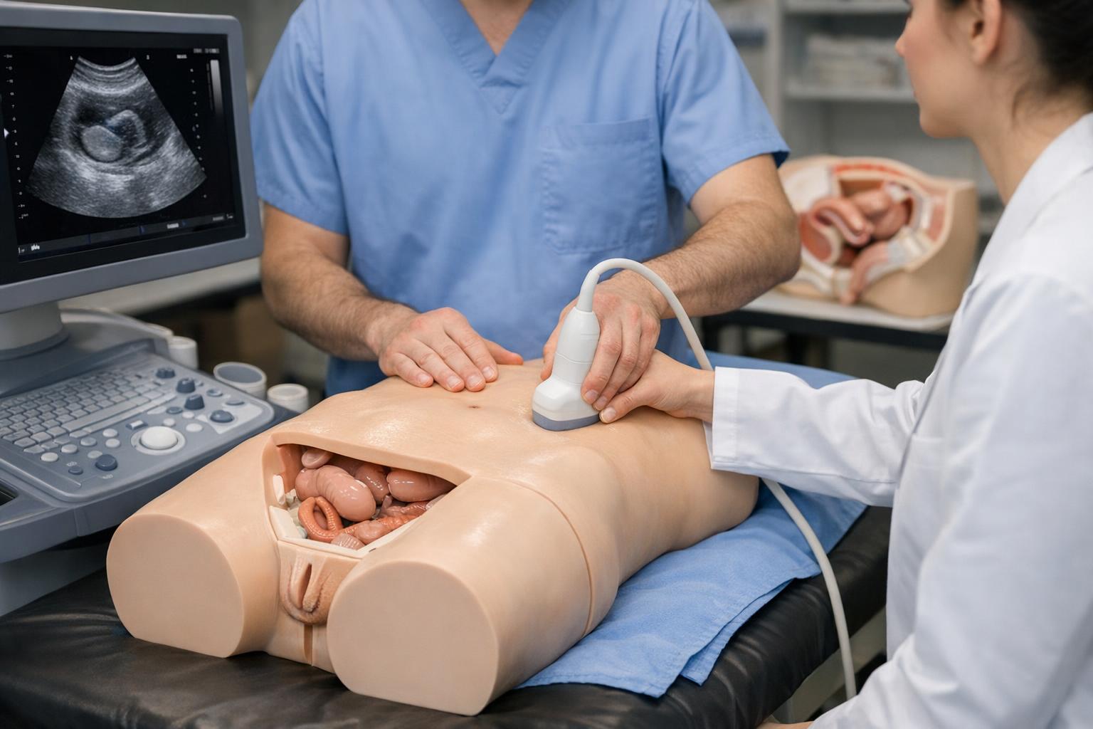 przykład praktycznego ćwiczenia ultrasonograficznego na modelu anatomicznym